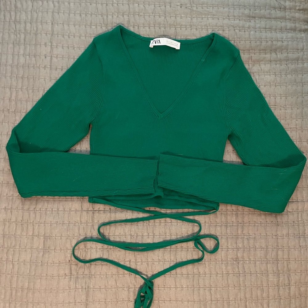 Green Zara Crop